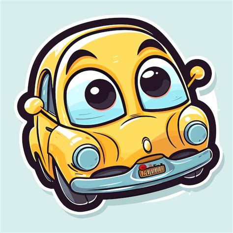 Premium Vector | Cute happy car character logo funny car with eyes