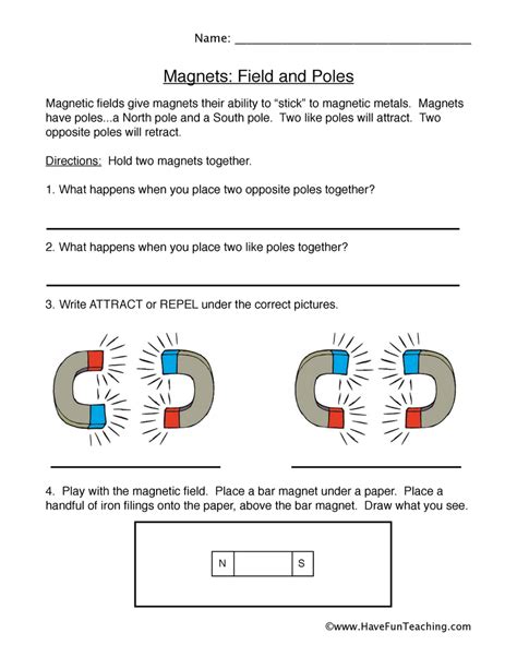 Fields and Poles Magnets Worksheet by Teach Simple