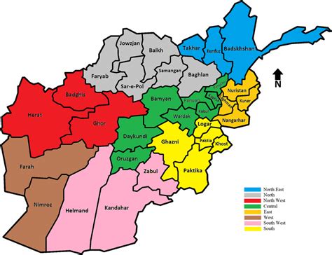 Map of Afghanistan displaying provinces and zones for animal disease... | Download Scientific ...