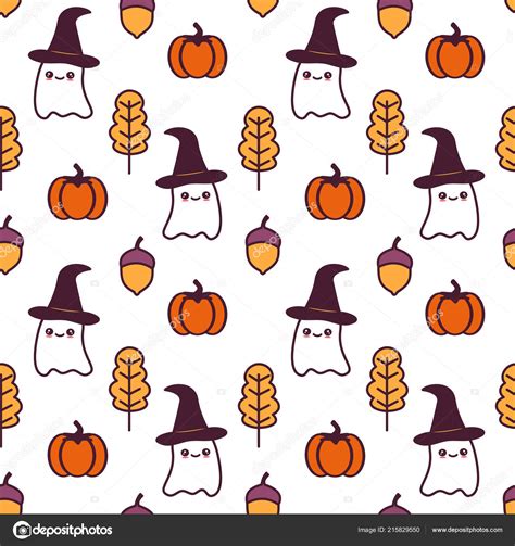 Cute Cartoon Halloween Seamless Vector Pattern Background Illustration ...