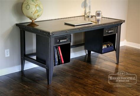 This machinist style desk has all the character to add an industrial feel to your ho… | Modern ...