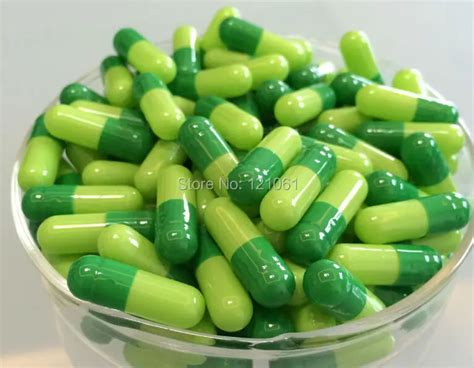 1# 10,000pcs! Green Light Green colored empty capsule,hard gelatin empty capsules ( joined or ...