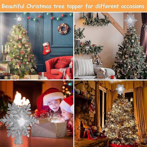 Christmas Tree Topper Lighted Snowflake Tree Topper With Led Projector ...