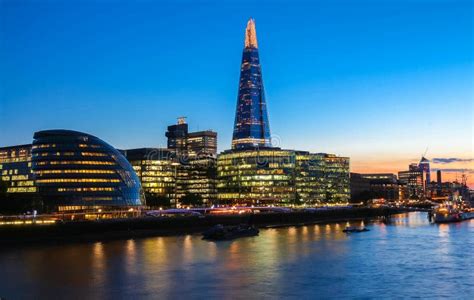 The View of London`s City Hall and Modern Skyscrapers at Night Stock Photo - Image of capital ...