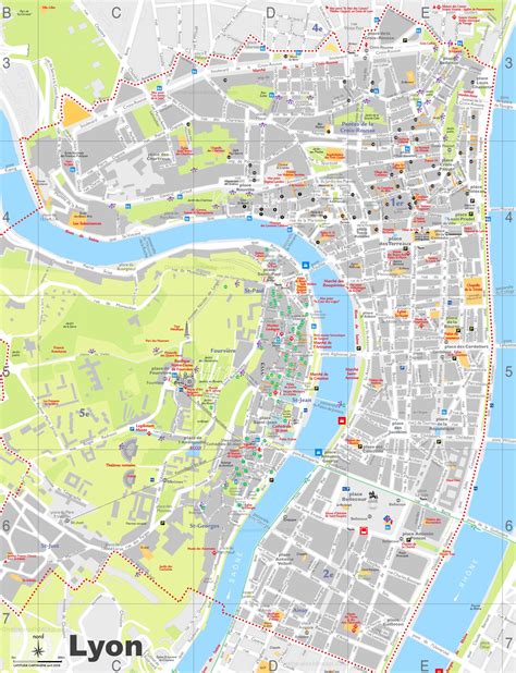 Tourist map of Lyon City Centre - Ontheworldmap.com