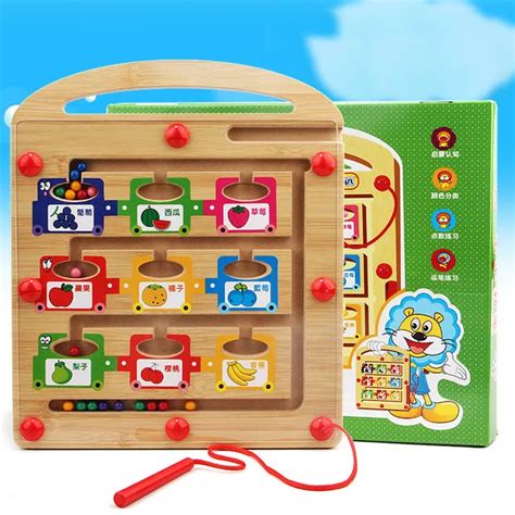 Children Wood Magnetic Maze Game Magnetic Pen Labyrinth Board Chess ...