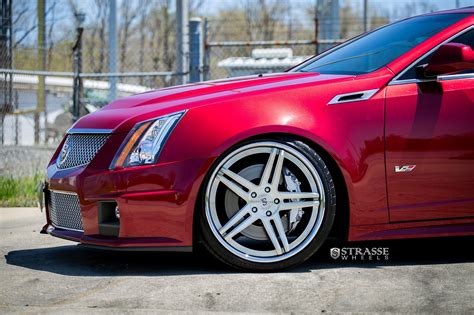 Red and Awesome Cadillac CTS Customized with Chrome Mesh Grille and Chrome Rims — CARiD.com Gallery