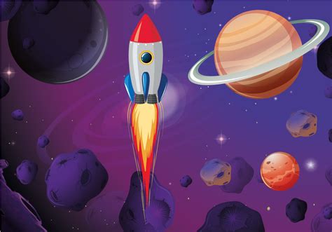 Cartoon rocket through space Children Wall Murals - TenStickers