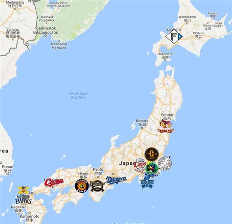 Nippon Professional Baseball Map | Teams | Logos - Sport League Maps