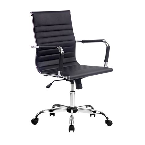 Eames Replica Office Chair Executive Mid Back Seating PU Leather Black