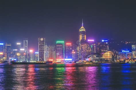 The Victoria Harbour Night View in Hong Kong 14 Nov 2013 Editorial Stock Photo - Image of island ...