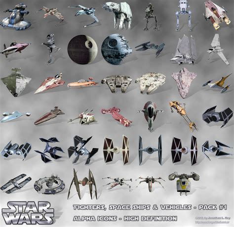 STAR WARS Fighters Space Ships Vehicles Icons PNG by jonathanrey on ...