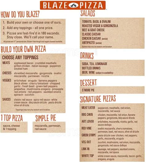 Blaze Pizza Menu, Menu for Blaze Pizza, St Matthews, Louisville - Urbanspoon/Zomato