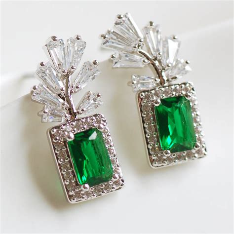 vintage style emerald feather earrings by highland angel | notonthehighstreet.com