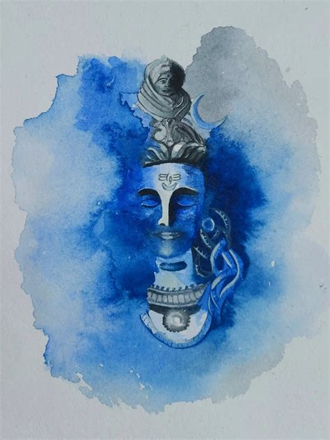 Blue Portrait of Lord Shiva | Water Color Transparent | Painting by ...