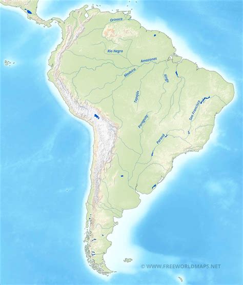 South America Physical Map Amazon River, Growing Geography ...