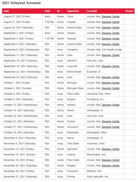 Printable Husker Volleyball Schedule 2022 | Printable Schedule