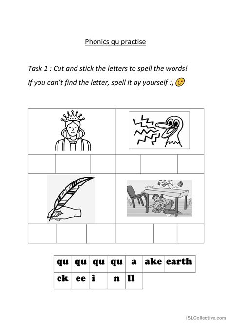 Phonics practice: 'qu': English ESL worksheets pdf & doc