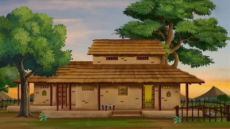 Premium Photo | 2d animation cartoon poor house background indian ...