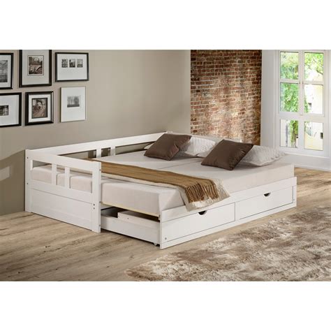 Melody Twin to King Trundle Daybed with Storage Drawers, White - Overstock - 18105350