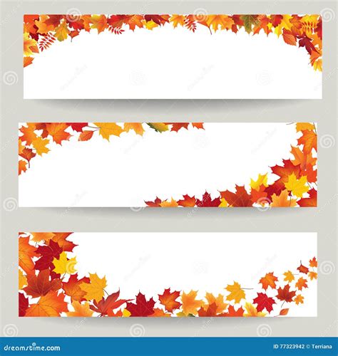 Fall Leaves Banner Set. Swirl Autumn Leaf Background Stock Illustration - Illustration of ...