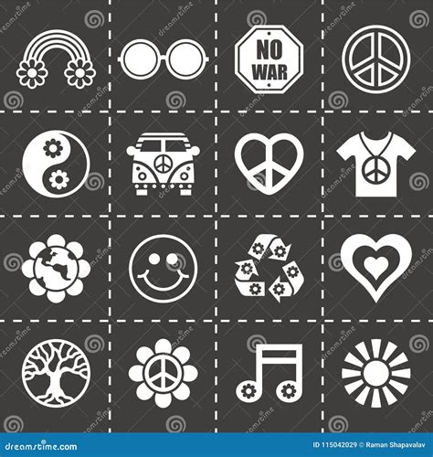 Vector Hippie icon set stock vector. Illustration of woodstock - 115042029