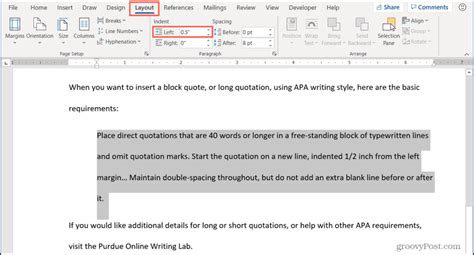 How to Insert a Block Quote in Microsoft Word