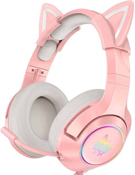 Buy ONIKUMA Wired Pink Gaming Headset with Removable Cat Ears for PS5 ...