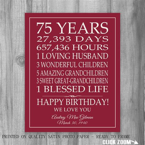 Top 20 75th Birthday Gift Ideas for Mom – Home, Family, Style and Art Ideas