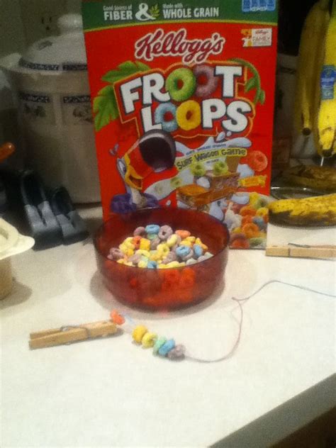 Fruit loop necklaces! Also could use Cheerios, pretzels, etc. Tested ...