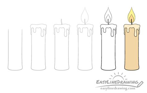 How to Draw a Candle Step by Step - EasyLineDrawing