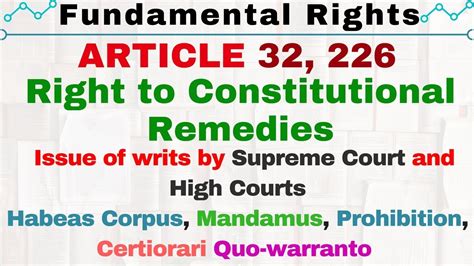 Article 32 and 226 of Indian Constitution in Hindi | Right to ...