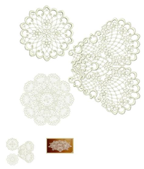 Lace Doily 2 Piece Set Beautiful Free Standing Lace Machine Embroidery Design by Sue Box - Etsy