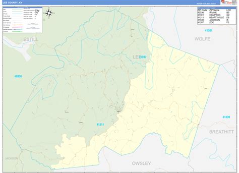 Lee County, KY Zip Code Wall Map Basic Style by MarketMAPS - MapSales