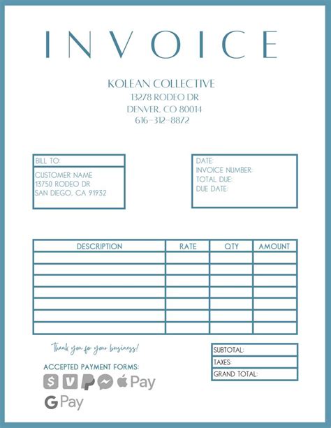 BLUE Small Business Invoice Template Editable Canva PDF | Etsy | Business invoice, Invoice ...