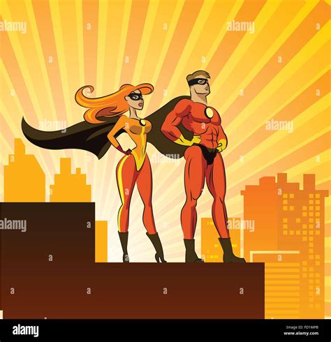 Super Heroes - Male and Female. Vector illustration isolated on a white background Stock Vector ...