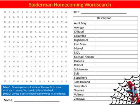 Spiderman Homecoming Movie Wordsearch Puzzle Sheet Keywords Film Media Studies | Teaching Resources