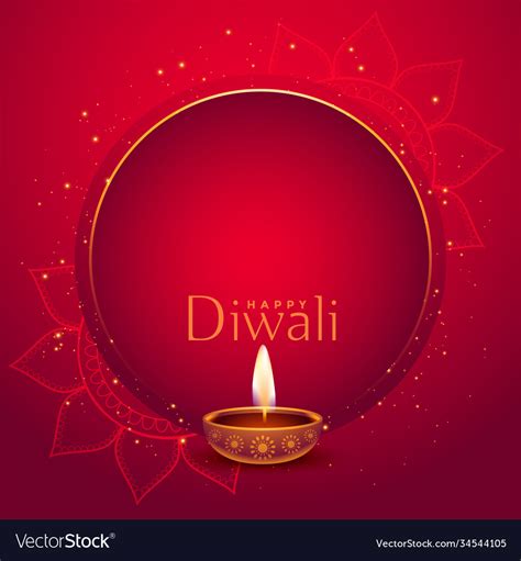 Stylish red happy diwali background with text Vector Image