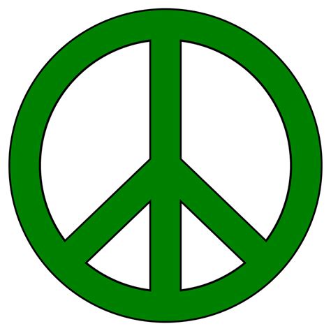 Green Peace Symbol, Black Border - Openclipart