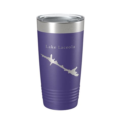 Lake Laceola Map Tumbler Travel Mug Insulated Laser Engraved Coffee Cup Blue Creek Georgia 20 oz ...