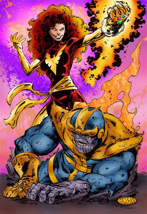 Dark Phoenix vs. Thanos (John Byrne) | Comic art, Marvel comics art, Marvel superheroes