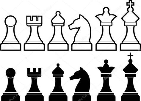 Chess pieces including king, queen, rook, pawn, knight, and bishop ...