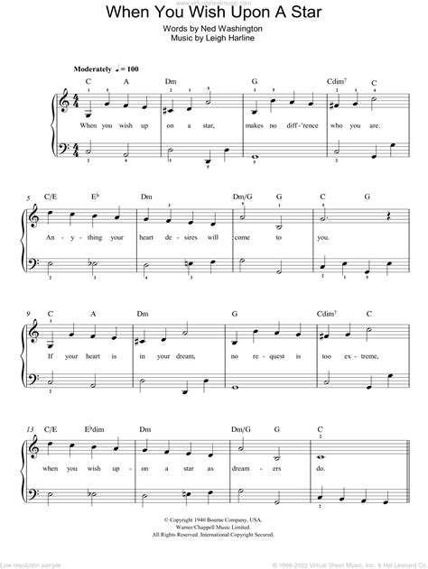 Edwards - When You Wish Upon A Star sheet music for piano solo