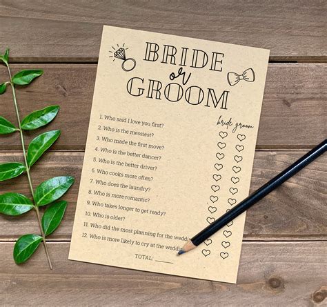 Printable Bridal Shower Game Bride or Groom Wedding Game - Etsy | Printable bridal shower games ...