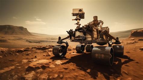 Futuristic Mars Rover Exploring the Surface of the Planet Mars Stock ...