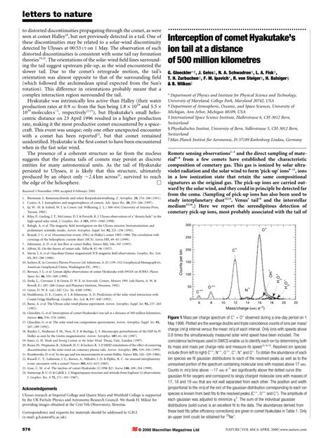 (PDF) Interception of comet Hyakutake's ion tail at a distance of 500 ...