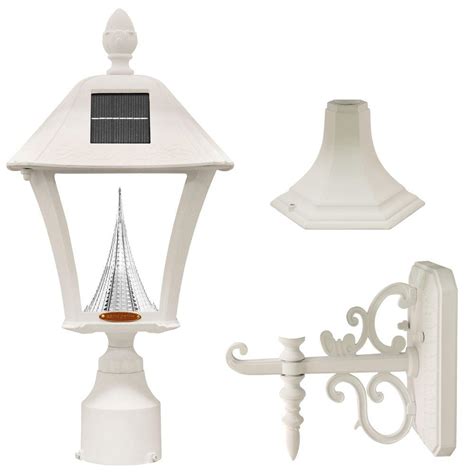 Gama Sonic Baytown Solar White Outdoor Post/Wall Light with Bright/Warm ...