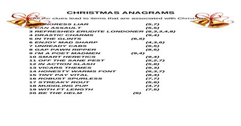 Christmas Anagrams Dec 2013