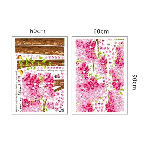 Pink Cherry Blossom Wall Decals with Tree and Butterfly - American Wall Decals