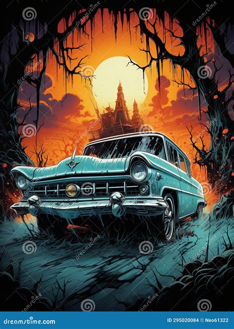 A Car in the Style of Gritty Horror Comics Generative AI Stock Illustration - Illustration of ...